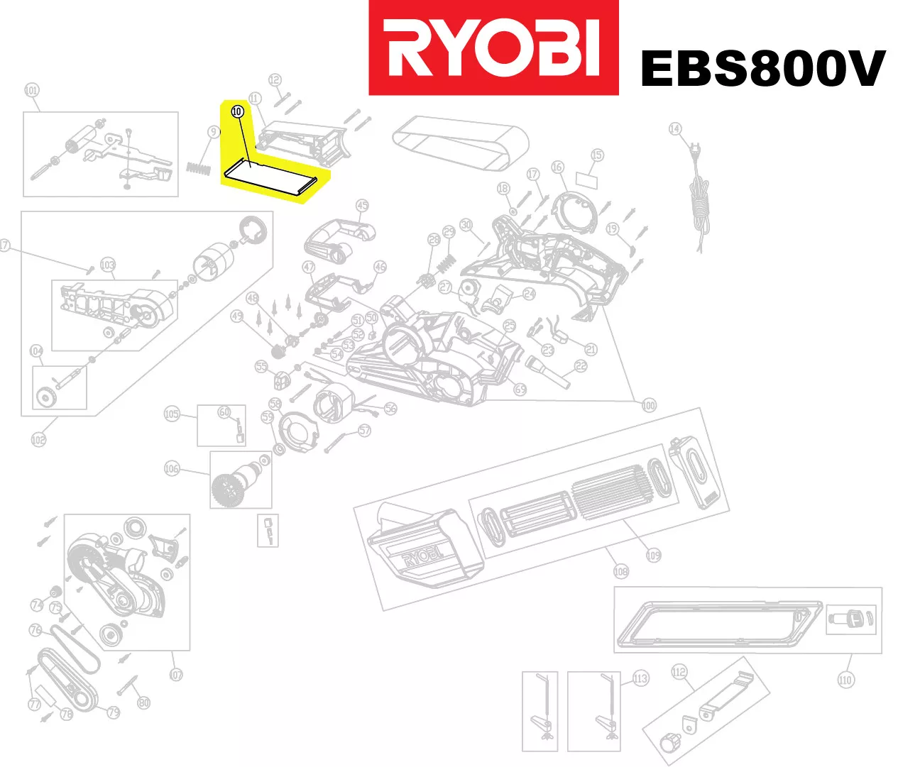 plaque de base réf. 5131030574 Ryobi